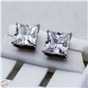 Image 1 : NEW SILVER PLATED SQUARE CUT STUD EARRINGS