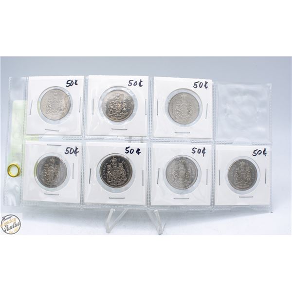7 CANADIAN 50-CENT PIECES