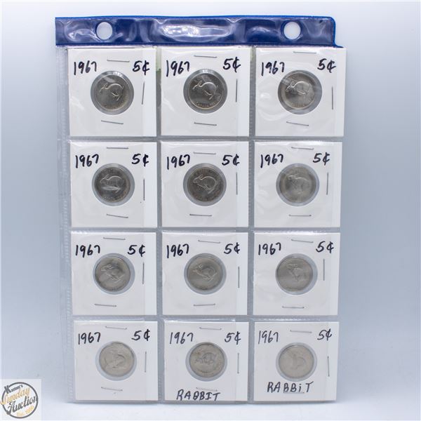 12X5-CENT 1967 RABBIT NICKELS