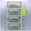Image 2 : CANADIAN 4X$1 UNCIRULATED BANK NOTES