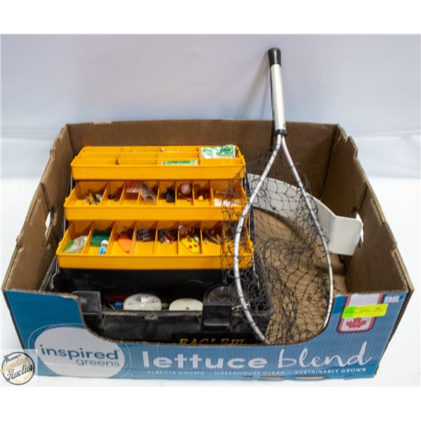 ESTATE FISHING TACKLE BOX AND NET