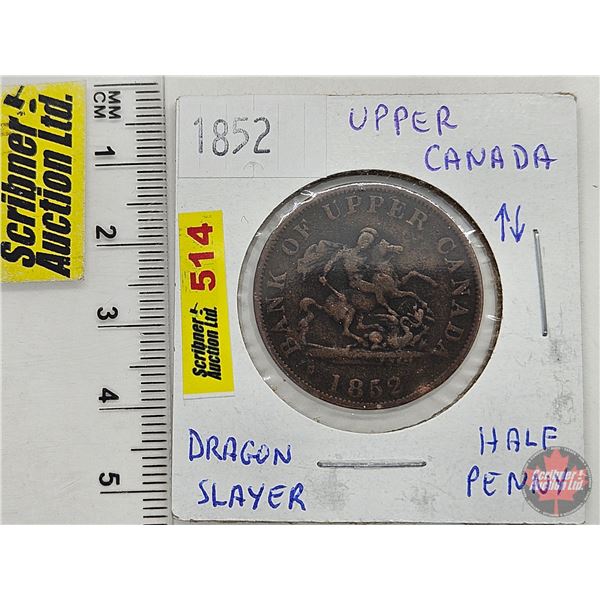 Bank of Upper Canada 1852 Half Penny Bank Token