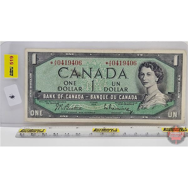 Canada $1 Bill 1954 *Replacement : Beattie/Rasminsky # *AA0419406
