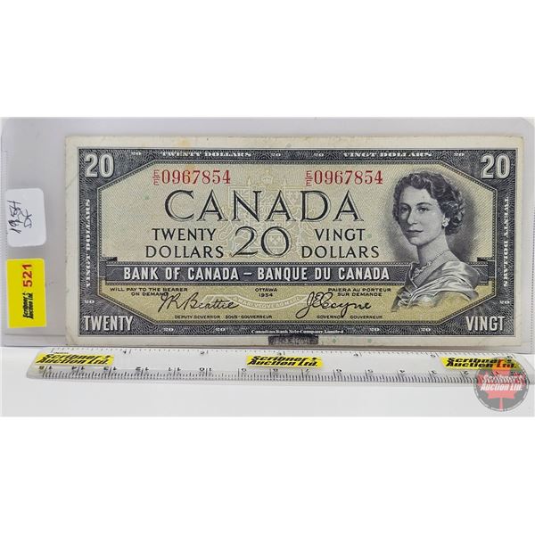 Canada $20 Bill 1954DF "Devil's Face" : Beattie/Coyne #EE0967854