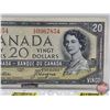 Image 2 : Canada $20 Bill 1954DF "Devil's Face" : Beattie/Coyne #EE0967854