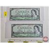 Image 1 : Canada $1 Bills 1954DF "Devil's Face" (2 Consecutive) : Beattie/Coyne #MA4980026-0027