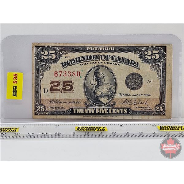Dominion of Canada Twenty Five Cent 1923 "Shinplaster" : Campbell/Clark #673380