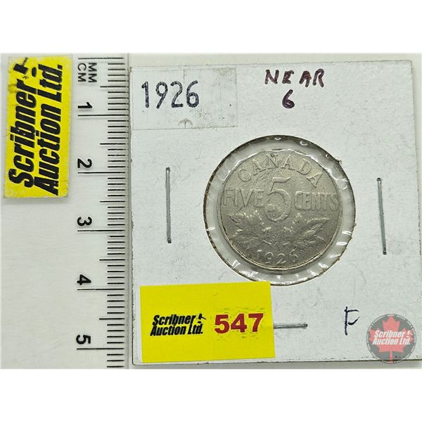 Canada Five Cent 1926 Near 6
