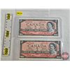 Image 1 : Canada $2 Bills 1954 (2 Consecutive) : Beattie/Rasminsky #VR4271833-834