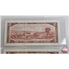 Image 6 : Canada $2 Bills 1954 (2 Consecutive) : Beattie/Rasminsky #VR4271833-834