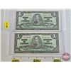 Image 1 : Bank of Canada $1 Bills 1937 (2 Consecutive) : OSBOURNE/TOWERS #EA9335208-5209