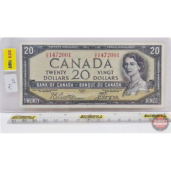 Canada $20 Bill 1954DF "Devil's Face" : Beattie/Coyne #DE1472001