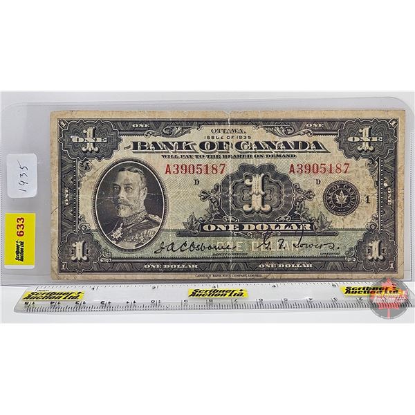 Bank of Canada $1 Bill 1935 : Osbourne/Towers #A3905187