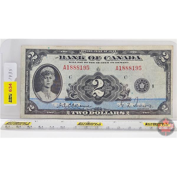 Bank of Canada $2 Bill 1935 : Osbourne/Towers #A1888195