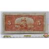 Image 4 : Bank of Canada $5 Bill 1935 : Osbourne/Towers #A1175767