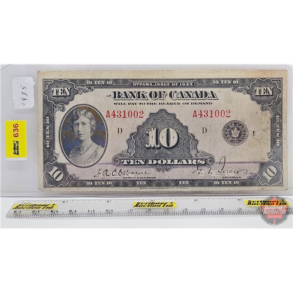Bank of Canada $10 Bill 1935 : Osbourne/Towers #A431002