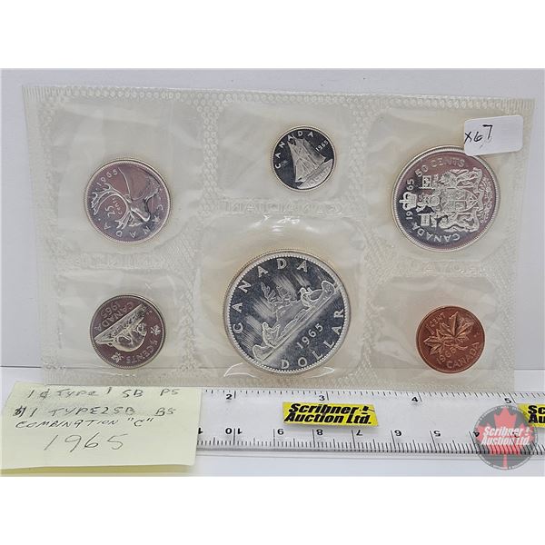 Canada 1965 Uncirculated Year Set (Consignor Tag: Dollar : Type 2 SB B5 & Cent : Type 1 SB P5 )