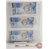 Image 5 : Canada $5 Bills 2006 (3):  - Jenkins/Carney #HAC0947786 - Jenkins/Carney #HPA8497606 - Jenkins/Carne