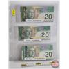 Image 1 : Canada $20 Bills 2004 (3): - Jenkins/Dodge #EYZ3620528 - Jenkins/Dodge #AYT3861329 - Jenkins/Dodge #