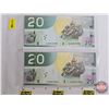 Image 4 : Canada $20 Bills 2004 (2): - Jenkins/Dodge #AMZ0876842 - Jenkins/Dodge #ALB6818788 (Consignor Tag: "