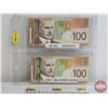 Image 1 : Canada $100 Bills 2004 (2): - Jenkins/Dodge #BJZ8411375 - Jenkins/Dodge #BKM5150348