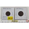 Image 1 : Germany Pfennigs (2) : ~ 1 Pfennig : 1875 ~ 2 Pfennig : 1924