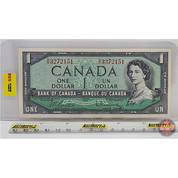 Mismatched Serial Numbers : Canada $1 Bill 1954 : Beattie/Rasminsky  (Left : S/N# HO3272151) (Right 