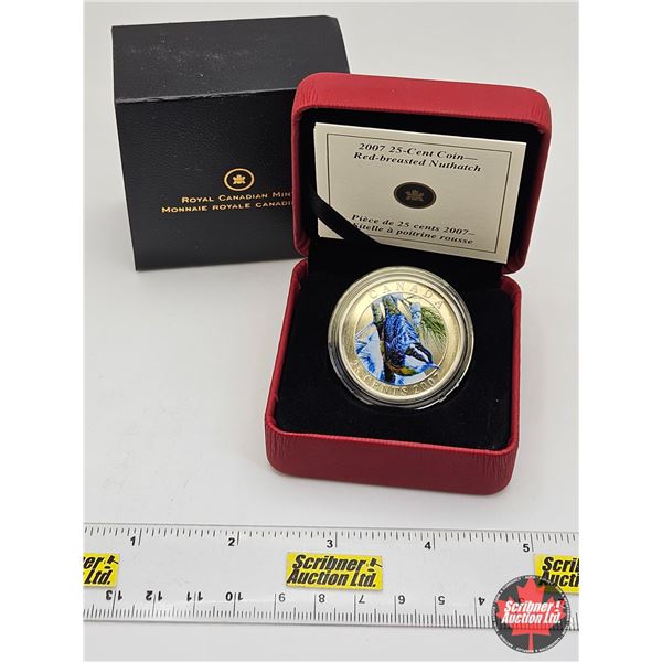 RCM Canada 2007 : Red-Breasted Nuthatch : 25-Cent Coin (COA #7394)