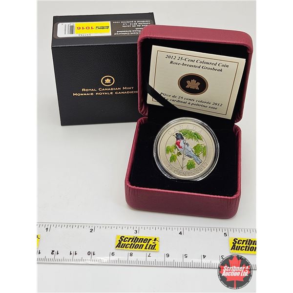 RCM Canada 2012 : Rose-Breasted Grosbeak : 25-Cent Coin (COA #18318)