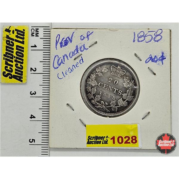 Province of Canada 1858 Twenty Cent