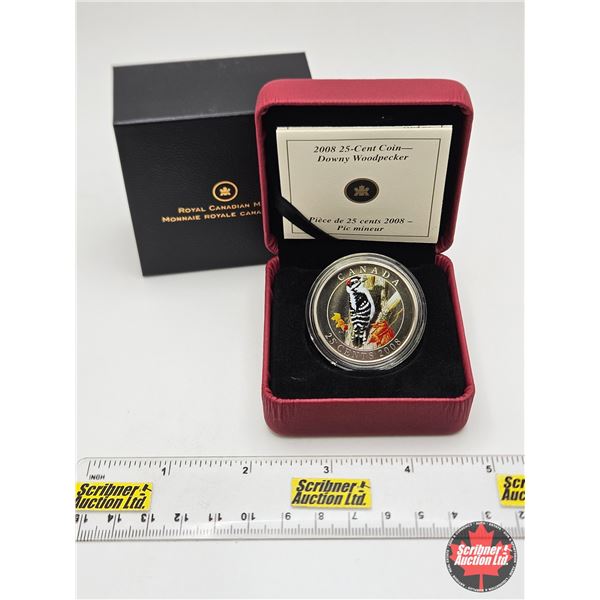 RCM Canada 2008 : Downy Woodpecker : 25-Cent Coin (COA #2283)