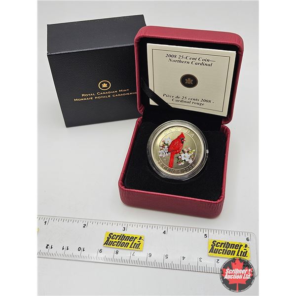 RCM Canada 2008 : Northern Cardinal : 25-Cent Coin (COA #10247)
