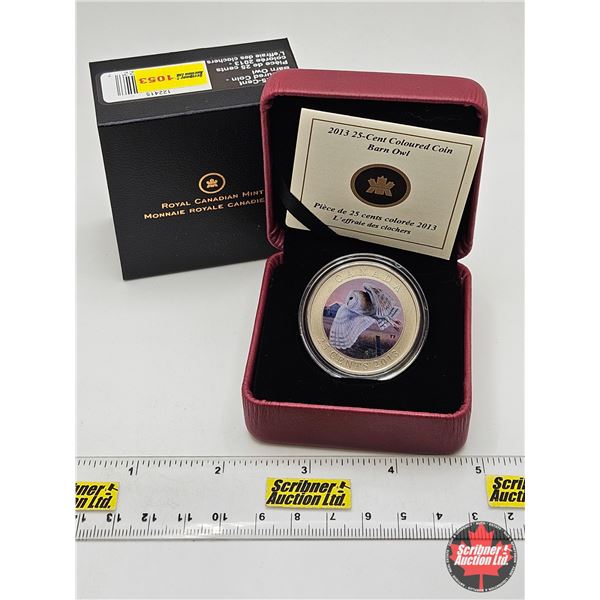 RCM Canada 2013 : Barn Owl : 25-Cent Coloured Coin (COA #11095)