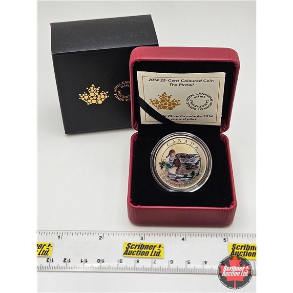 RCM Canada 2014 : The Pintail : 25-Cent Coloured Coin (COA #7690)