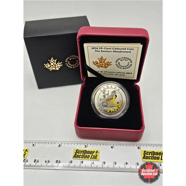 RCM Canada 2014 : The Eastern Meadowlark : 25-Cent Coloured Coin (COA #5717)