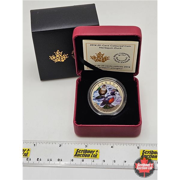 RCM Canada 2014 : Harlequin Duck : 25-Cent Coloured Coin (COA #6268)