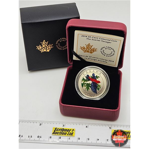 RCM Canada 2014 : The Scarlet Tanager : 25-Cent Coloured Coin (COA #3054)