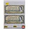 Image 1 : Canada $20 Bills 1954 (2):  - Beattie/Rasminsky #OE4169075 - Beattie/Rasminsky #OE472116