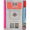 Image 4 : Newfoundland Coins / Stamps (11 Coins & 7 Stamps) : - One Cent 1942 + 1¢ Stamp + 2¢ Stamp + 4¢ Stamp