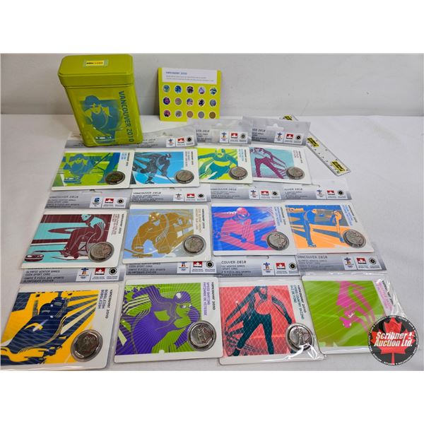 Vancouver 2010 Olympic Winter Games : Coin Sport Cards/Coin Collection (12 Cards) in Collector Tin