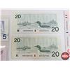 Image 8 : Canada Bills "Bird Series" (9): - $5 Bill : Bonin/Thiessen #GPK3373565 - $10 Bill : Knight/Thiessen 