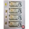 Image 1 : Canada $1 Bills 1973 (4) :  - Crow/Bouey #ECH9327228 - Crow/Bouey #ECN5036670 - Crow/Bouey #ECL14886