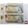 Image 3 : Canada $1 Bills 1973 (4) :  - Crow/Bouey #ECH9327228 - Crow/Bouey #ECN5036670 - Crow/Bouey #ECL14886