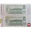 Image 5 : Canada $1 Bills 1973 (4) :  - Crow/Bouey #ECH9327228 - Crow/Bouey #ECN5036670 - Crow/Bouey #ECL14886