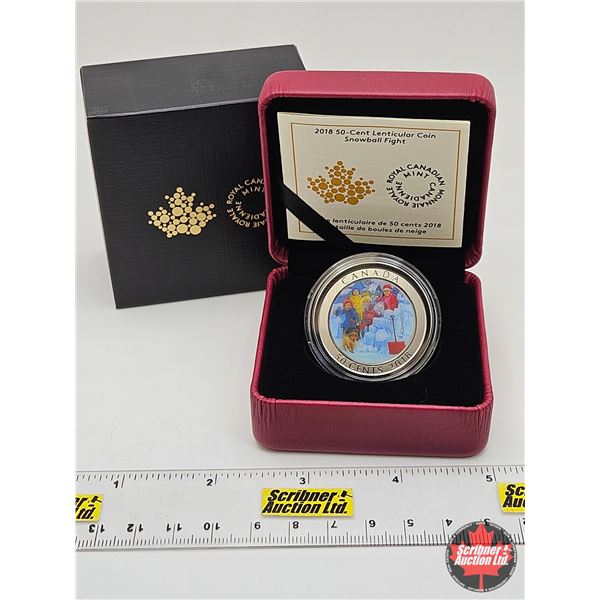 RCM Canada 2018 : 50-Cent Lenticular Coin : Snowball Fight (COA #7568)