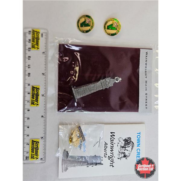 Collector Combo (Wainwright / Hughenden) (4): - Town of Wainwright Pin - Wainwright Clock Tower Pend