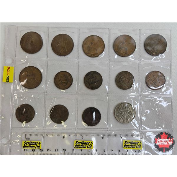Great Britain Coins (15) : Variety One Penny ; Half Penny ; New Pence & Shillings (Variety Years / T