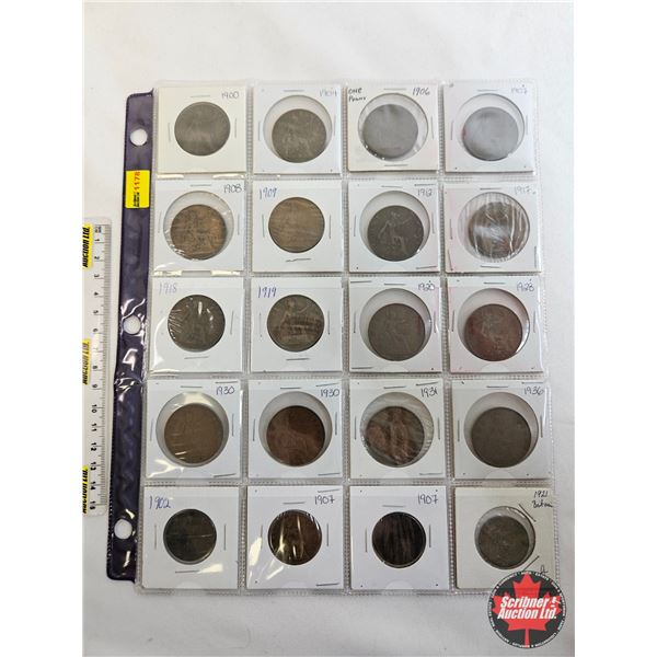 Great Britain Coins : Half Penny & One Penny (20)  : 1900; 1904; 1906; 1907; 1908; 1909; 1912; 1917;