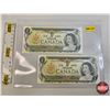 Image 1 : Canada $1 Bills 1973 (2) : Close in Sequence - Crow/Bouey #BAE0287965 - Crow/Bouey #BAE0287975
