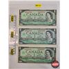 Image 1 : Canada $1 Bills 1967 (3) : HP Prefix - Beattie/Rasminsky #HP4525061 - Beattie/Rasminsky #HP2897750 -
